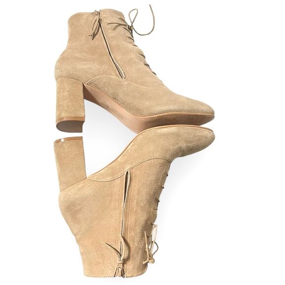 ABLE Condori Lace-Up Suede Boots in Almond Leather Lining Ethically Made in Peru - Picture 7 of 12